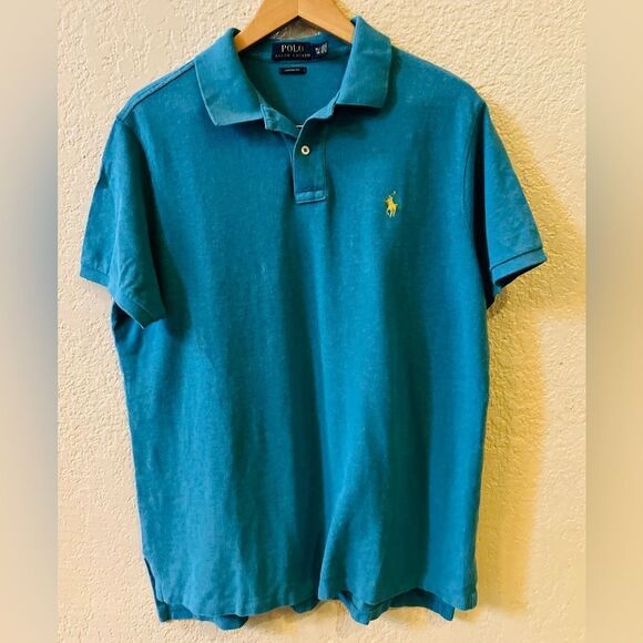 Polo Ralph Lauren Men's Polo Shirt Size XL Custom Fit Casual Turquoise - Picture 2 of 9